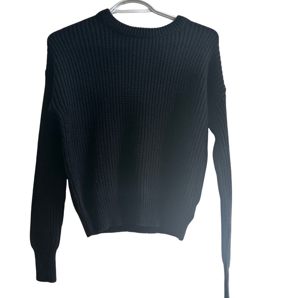 Urban Outfitters Black Waffle Knit Crewneck Sweater XS